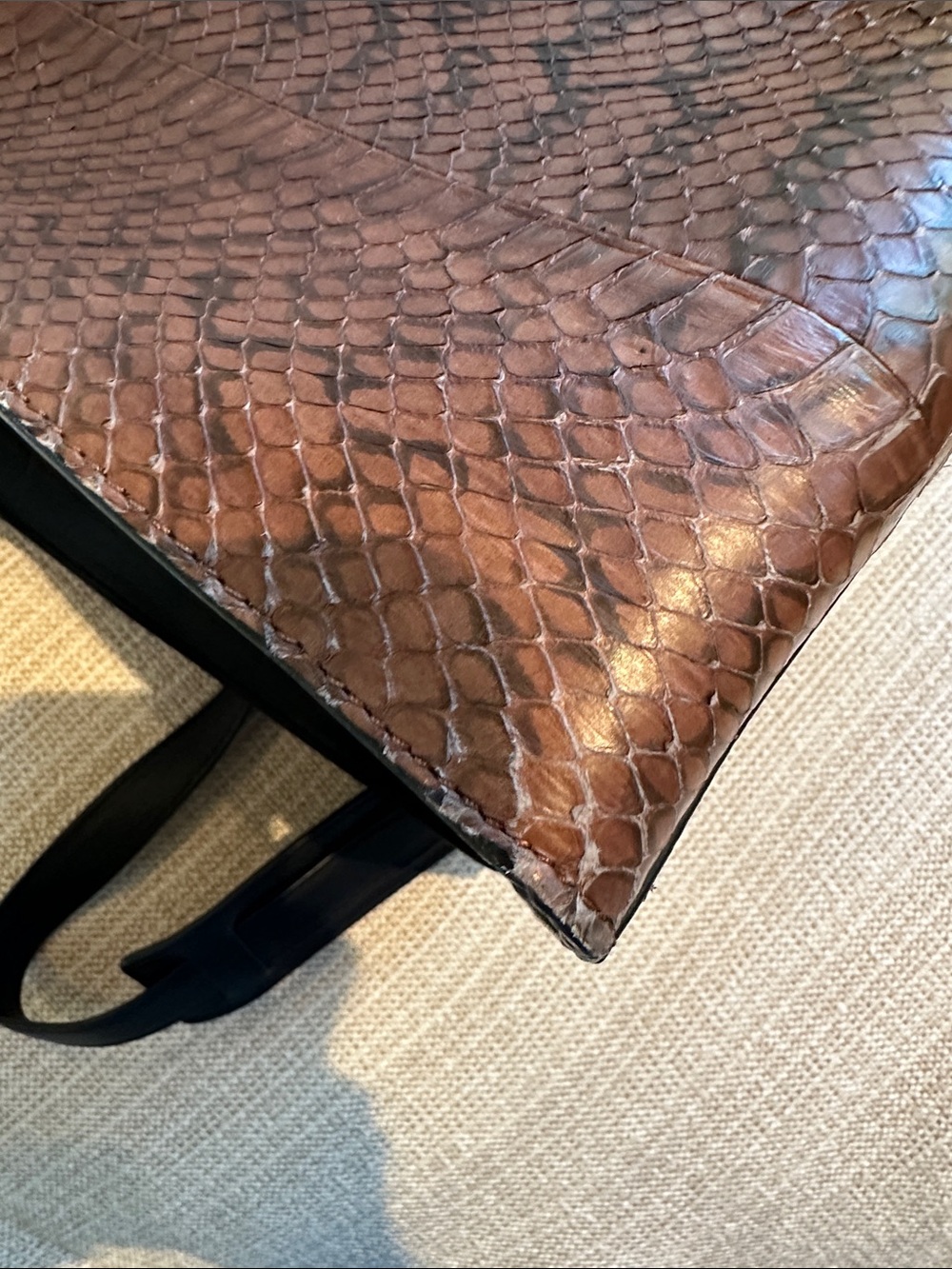 Celine Brown Python Leather Trapeze Bag Brown & Black w/dustbag - Picture 12 of 14